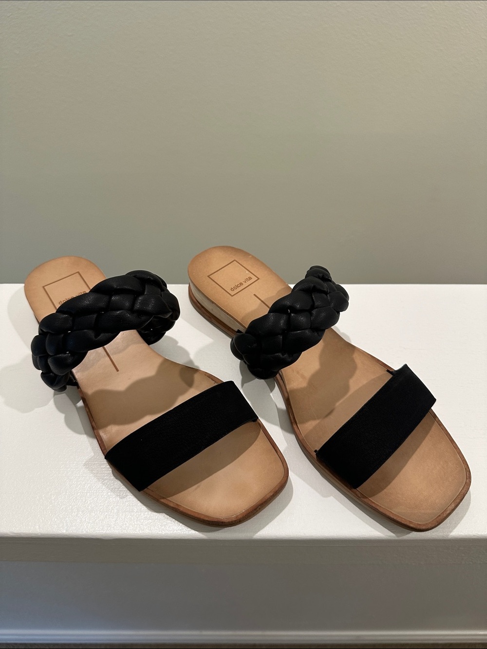 Dolce Vita Black Braided Slide Sandals for Women